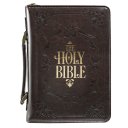 Large The Holy Bible Dark Brown Faux Leather Classic Bible Cover