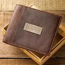 Wallet Leather Brown Be Strong & Courageous Badge