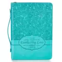 Medium Everlasting Love Turquoise Faux Leather Bible Cover - Jeremiah 31:3