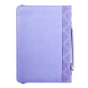 Large Trust in the Lord with All Your Heart: Purple  Floral Debossed Faux Leather Bible Cover, Proverbs 3:5