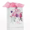 Be Joyful Always 1 Thessalonians 5:16 Bible Verse, Pink Rose Floral, Medium Gift Bag/Tissue Paper Set