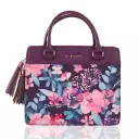 Medium Blessed Purple Floral Faux Leather Purse-style Bible Cover