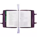 Medium Blessed Purple Floral Faux Leather Purse-style Bible Cover