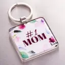 Number One Mom Proverbs 31:29 Pink Flower Keychain for Mothers Bible Verse Faith Split Metal Ring Keyring, Metal/Epoxy