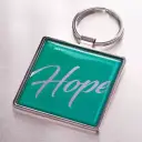 Christian Art Gifts Stylish Metal Epoxy Keychain for Women and Men: Hope in the Lord - Psalm 146:5 Inspirational Bible Verse - Split Keyring, 2" Square, Teal