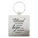 Christian Art Gifts Stylish Metal Epoxy Keychain for Women and Men: Hope in the Lord - Psalm 146:5 Inspirational Bible Verse - Split Keyring, 2" Square, Teal