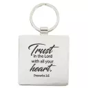 Christian Art Gifts Metal Epoxy Keychain for Men and Women: Trust in the Lord - Proverbs 3:5 Inspirational Bible Verse Faith Keyring, Black, 2" Square