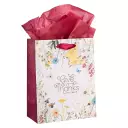 Gift Bag MD White/Red Give Thanks 1 Thess. 5:18