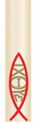 Candle Sticker -Red And Gold Ichthus (Without Year)