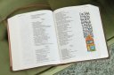 NIV, Beautiful Word Bible, Updated Edition, Peel/Stick Bible Tabs, Leathersoft, Brown/Pink, Red Letter, Comfort Print