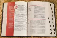 Niv, Life Application Study Bible, Third Edition, Bonded Leather, Navy Floral, Red Letter, Thumb Indexed
