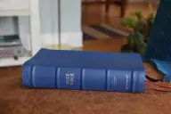 Niv, Side-Column Reference Bible (Deep Study at a Portable Size), Personal Size, Premium Goatskin Leather, Blue, Premier Collection, Art Gilded Edges,