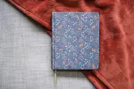 NIV, Journal the Word Bible (Perfect for Note-Taking), Double-Column, Cloth over Board, Navy Floral, Red Letter, Comfort Print