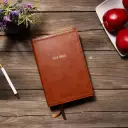 NKJV, Foundation Study Bible, Large Print, Leathersoft, Brown, Red Letter, Thumb Indexed, Comfort Print