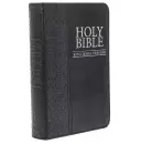 KJV Mini Pocket Bible, Black, Imitation Leather, Ribbon Marker, Verse Finder, One-Year Bible Reading Plan, Presentation Page