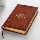KJV Thumb Index, Bible, Tan, Imitation Leather, Larger Print, Gilt Edge, Ribbon Marker, Red Letter, Verse Finder, Bible Reading Plan, Thinline