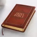 KJV Thumb Index, Bible, Tan, Imitation Leather, Larger Print, Gilt Edge, Ribbon Marker, Red Letter, Verse Finder, Bible Reading Plan, Thinline