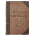 Journal-Classic LuxLeather-Be Strong & Courageous-Brown/Tan w/Zipper
