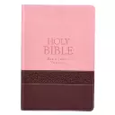 KJV Large Print Bible, Brown and Pink, Imitation Leather, Red Letter, Verse Finder, Reading Plan, Gilt Edged, Ribbon Marker, Presentation Page, Subheadings