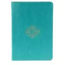 ESV Large Print Compact Bible, Teal, Imitation Leather, Gilt-Edged, Double-Column, Words Of Christ In Red, Ribbon Marker, Concordance, Bouquet Design, Smyth-Sewn Binding