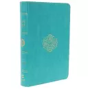 ESV Large Print Compact Bible, Teal, Imitation Leather, Gilt-Edged, Double-Column, Words Of Christ In Red, Ribbon Marker, Concordance, Bouquet Design, Smyth-Sewn Binding