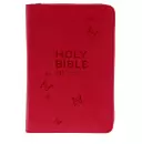 NIV Pocket Sized, Bible, Pink, Imitation Leather, Anglicised, Zip, Ribbon Marker, Presentation Page, Gilt Edge