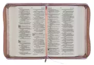 NIV Pocket Bible, Rose Gold, Imitation Leather, Zip, Shortcuts to Key Passages, Ribbon Marker