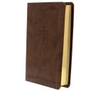 CSB Compact Bible, Brown, Imitation Leather, Two-Column Text, Topical Subheadings, Words of Christ in Red, Concordance, Presentation Page