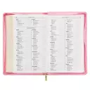 KJV Holy Bible, Standard Size Faux Leather Red Letter Edition - Thumb Index & Ribbon Marker, King James Version, Pink Floral Zipper Closure