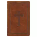 KJV Holy Bible, Standard Size Faux Leather Red Letter Edition - Thumb Index & Ribbon Marker, King James Version, Tan Cross