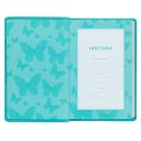 KJV Holy Bible, Gift Edition for Girls/Teens King James Version, Faux Leather Flexible Cover, Teal Butterfly