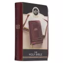 Framed Burgundy Faux Leather Large Print Compact King James Version Bible with Zippered Closure