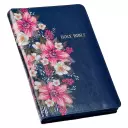 KJV Bible Deluxe Gift Faux Leather, Blue Floral Printed w/zipper