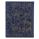 KJV Large Print Note-Taking Bible-Navy Blue Floral Faux Leather Hardcover
