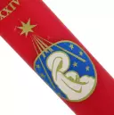 38cm Large Red & Gold Advent Candle with Mother & Child - Single