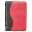 Large Love Pink Two Tone Lux Leather Bible Cover