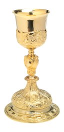Gold Plated Baroque Chalice H 26 cm