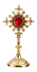 Gold Plated Reliquary with Stones H 25 cm