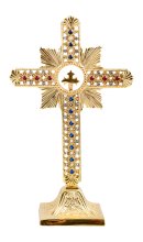 Golden Plated Cross with Stones H 25 cm