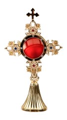 Gold Plated Reliquary with Stones H 25 cm