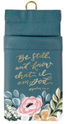 Be Still Teal Floral Faux Leather Double Glasses Case - Psalm 46:10