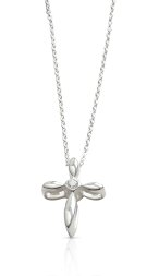 Silver Petal Cross Pendant with CZ Centre