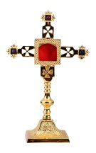 Gold Plated Reliquary with Stones H 25 cm