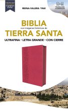 RVR60, Santa Biblia, Tierra Santa, Letra grande, Leathersoft, Fucsia, con Cierre, Palabras de Jesús en Rojo, Comfort Print