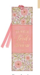 Bookmark Faux Leather Coral Floral Those Who Trust In The Lord Isa. 40:31