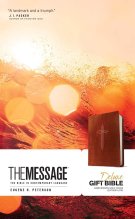 The Message Deluxe Gift Bible (Leather-Look, Dark Brown Gold Cross)