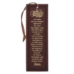 Bookmark Faux Leather Brown The Lord's Prayer Matt. 6:9-13