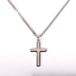24" Sterling Silver Rhodium Plated Cross Necklace