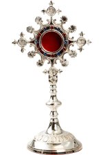 Silver Plated Reliquary with Stones H 25 cm