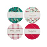 Coaster Set 4pc Christmas Plaid